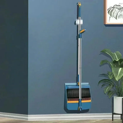 Household Broom & Dustpan Set - Foldable Sweeping Brush with Adjustable Handle and Garbage Shovel