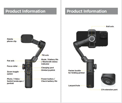 AOCHUAN 3-Axis Handheld Gimbal Stabilizer – SmartXE for iPhone & Android with AI Face Tracking for TikTok & Vlog