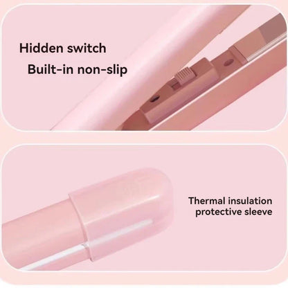 Mini Hair Straightener – Quick Heating Multi-Color Ceramic Plate for Bangs, Curling & Straightening
