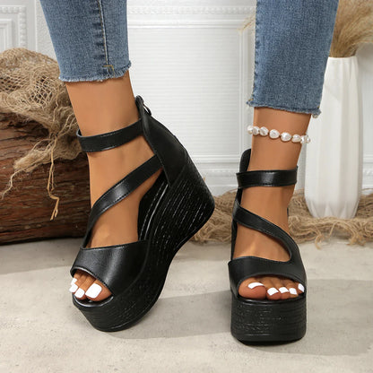 Women’s Summer Wedge Sandals – Casual Non-Slip Peep Toe Elegant Platform Designer Shoes