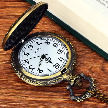 Cute Girl Forest Pattern Quartz Pendant Necklace – Trendy Pocket Watch Holiday Gift