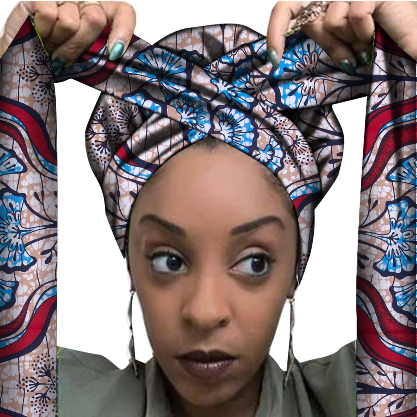 African Print Bonnet with Long Ribbon - Large Size Ankara Hair Wrap Cap for Women, Single Layer Head Cover