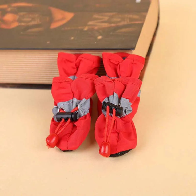 4Pcs Waterproof Dog Boots - Non-Slip Reflective Paw Protectors with Soft Breathable Lining