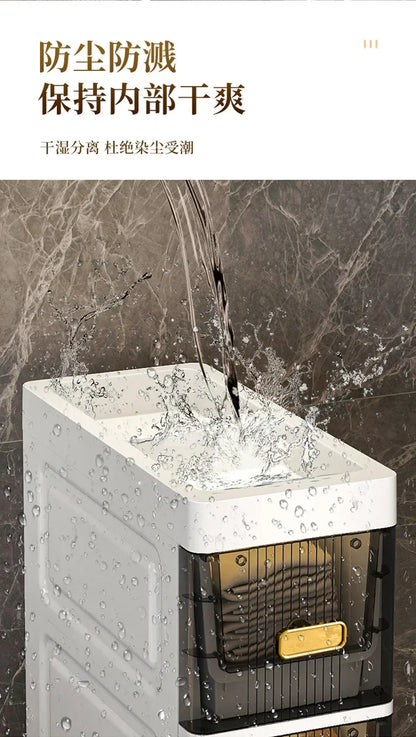 Transparent Bathroom Storage Cabinet – Luxury Visible Light Floor-Mounted Dustproof Narrow Organizer