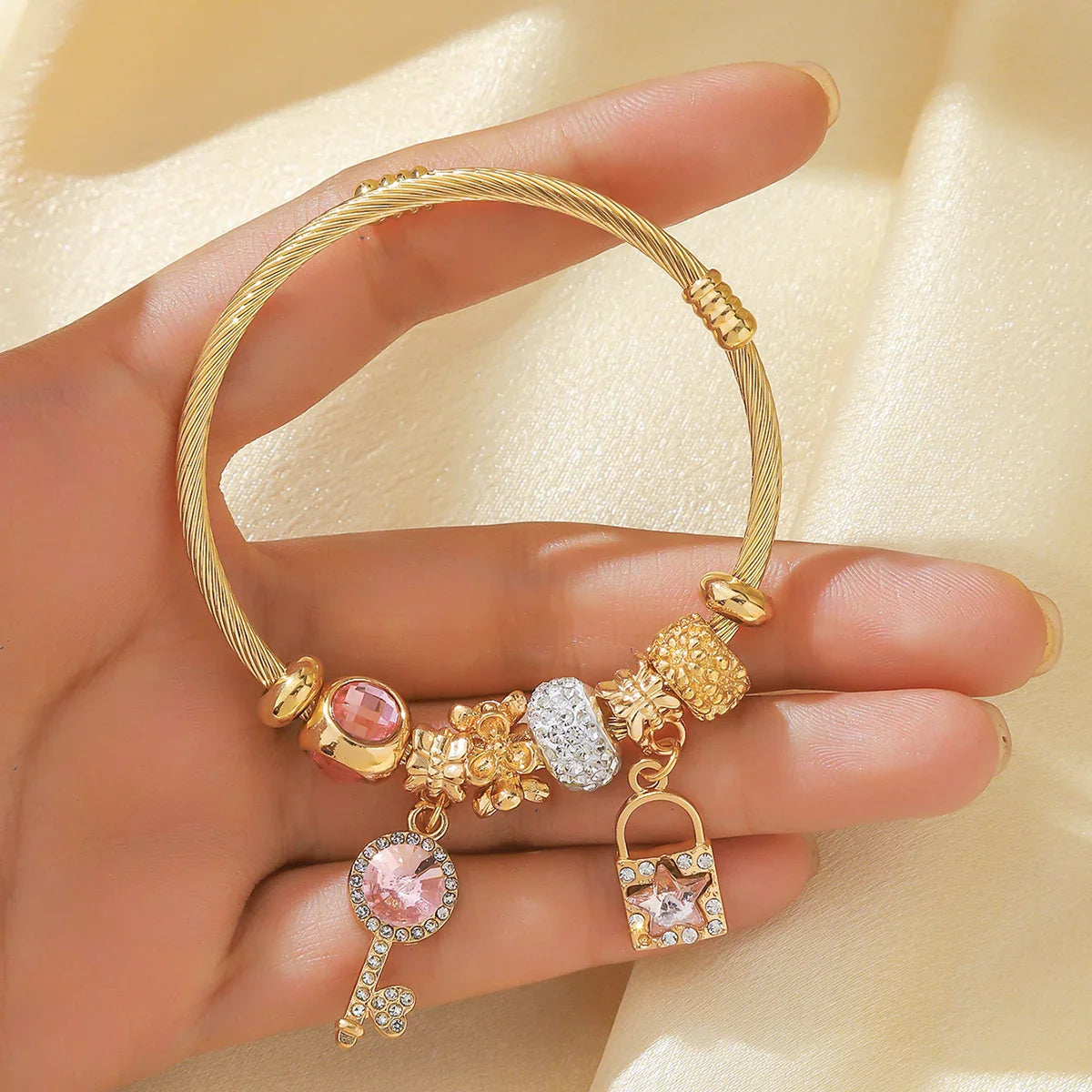 Women's Stainless Steel Pan Family Bracelet – Stylish Multi-Element Accessory for Daily Wear & Gifts