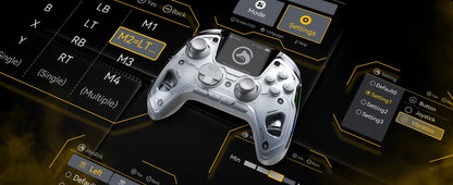 Interactive Screen Wireless Gaming Controller – Hall Effect Stick, RGB Light, 1800mAh, Charging Dock, Compatible with Switch/PC/iOS/Android