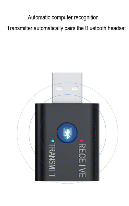 Bluetooth 5.0 Audio Transmitter Receiver – 3.5mm AUX, RCA, USB Stereo Wireless Adapter for TV, Car, Speaker & Headphones