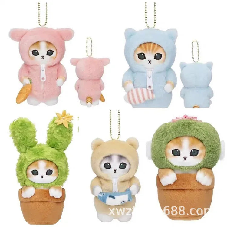 Kawaii Keychain Pendant – Cartoon Mofusand Shark Cat Cross-Dressing Doll, Backpack Decor & Toy