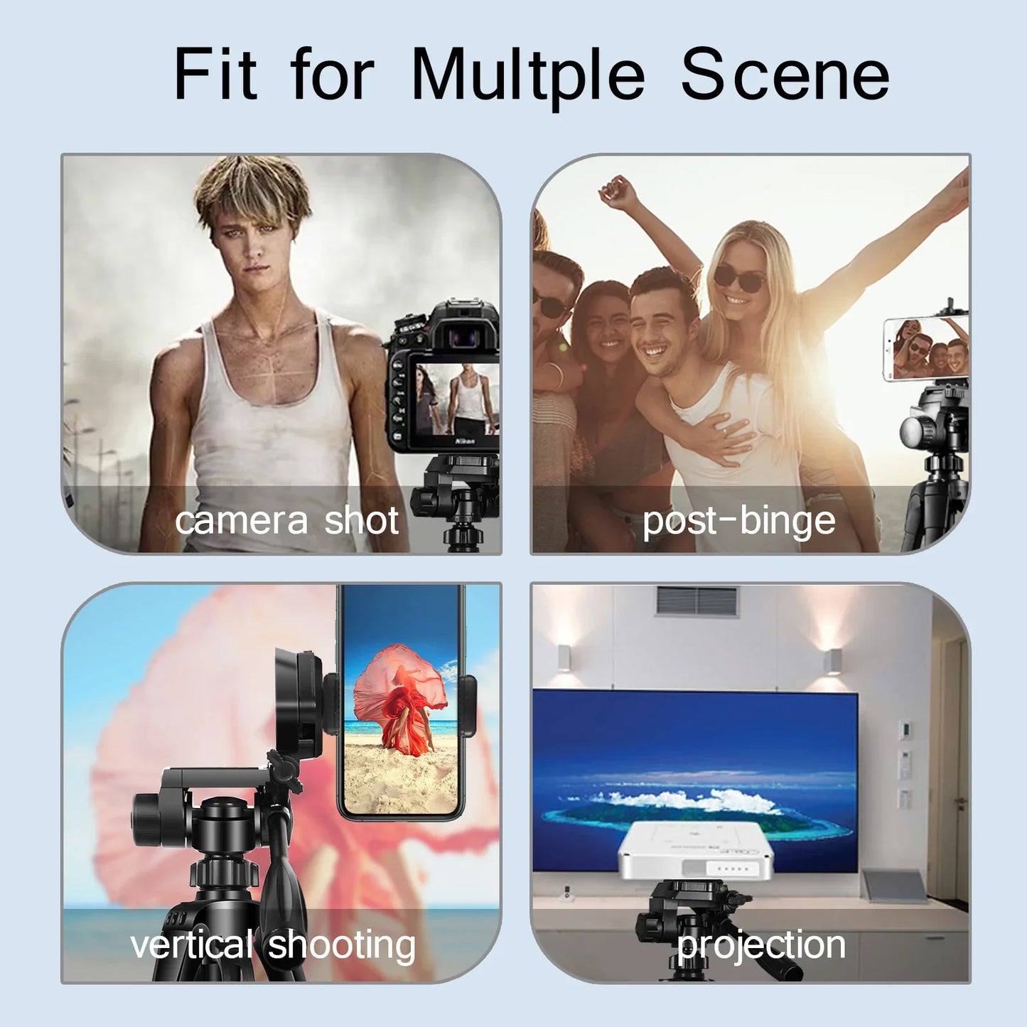 55" Aluminum Phone & Camera Tripod — Travel Self-Stand with Quick Plate Mount & Pan Head for Canon, Nikon DSLR & SLR Cameras