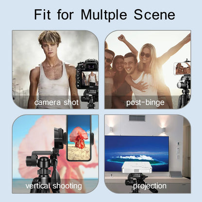 55" Aluminum Phone & Camera Tripod – 140CM Tall Travel Stand with Quick Release Plate & Pan Head for Canon Nikon DSLR SLR