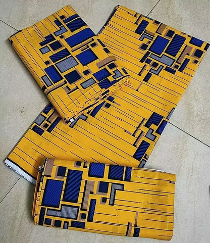 African Wax Print Fabric - High-Quality Cotton Ankara Gold Print Pagne for Wedding & Dress Sewing