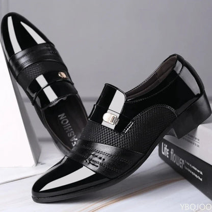 Men’s Pointed Toe Formal Shoes - Comfortable Low-Cut Office Wedding and Daily Dress Shoes