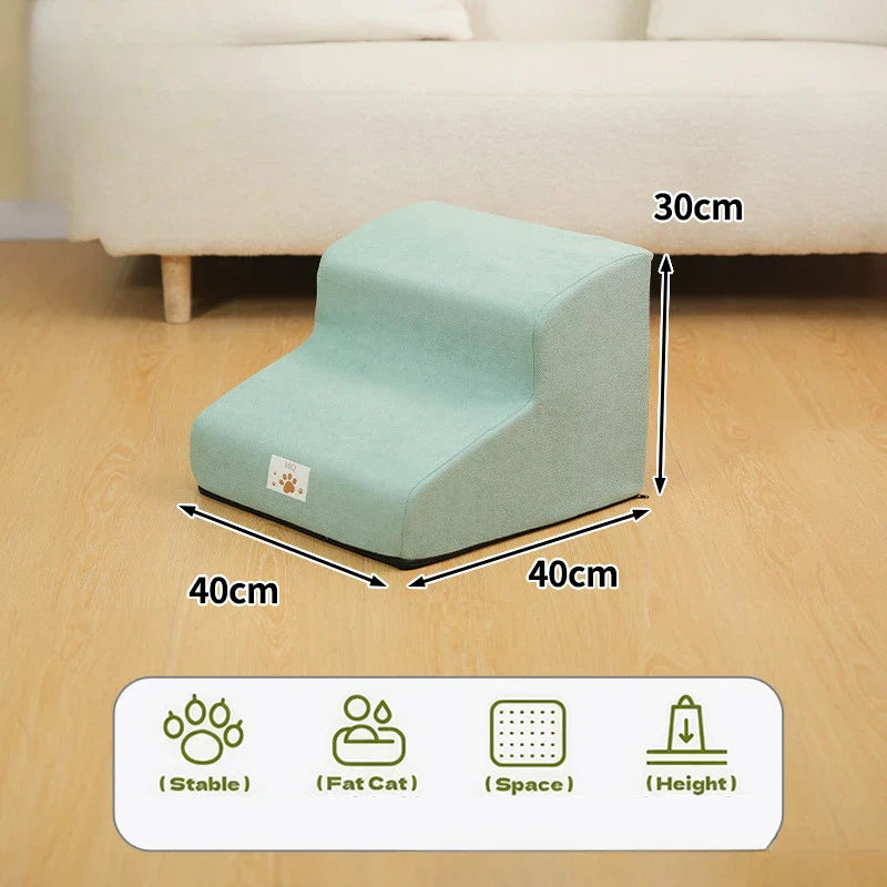 Pet 2/3-Step Stair Ramp for Dogs and Cats - Memory Foam Sponge, Removable and Washable, Training Pet Ramp for Sofa
