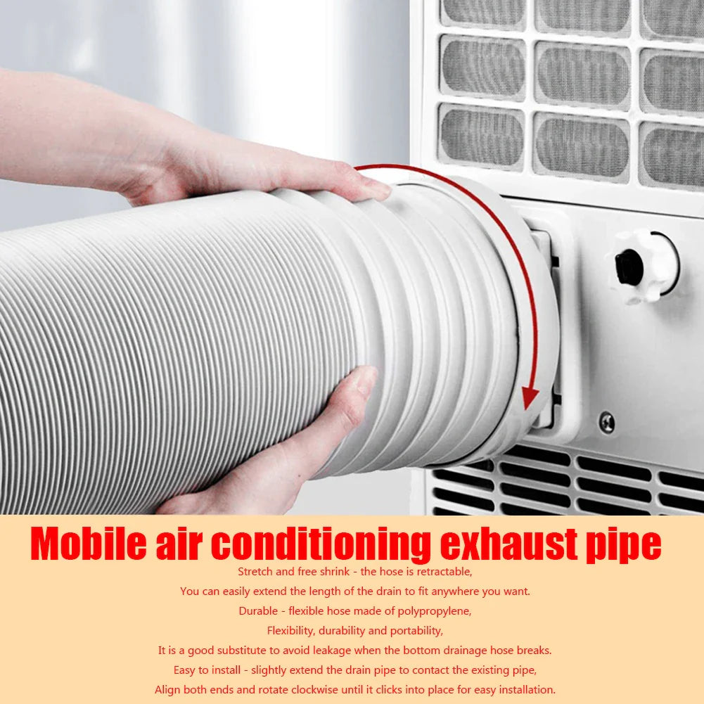 130/150mm Telescopic AC Exhaust Hose – Flexible Duct Extension Pipe for Mobile Air Conditioner Ventilation