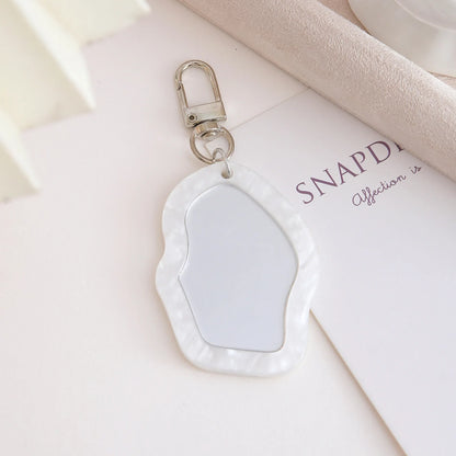 Mini Resin Makeup Mirror Keychain - Irregular Portable Touch-Up Mirror Bag Charm for Purses & Backpacks