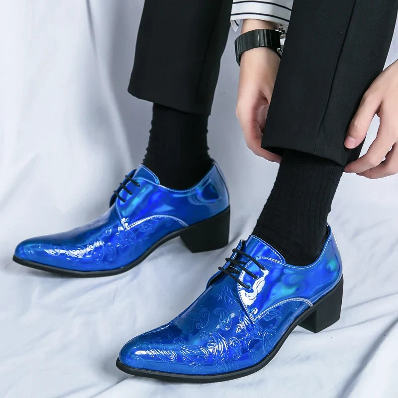 Men’s Gold Chelsea Dress Shoes - Pointed Toe Trendy Formal Party Shoes Size 38-46