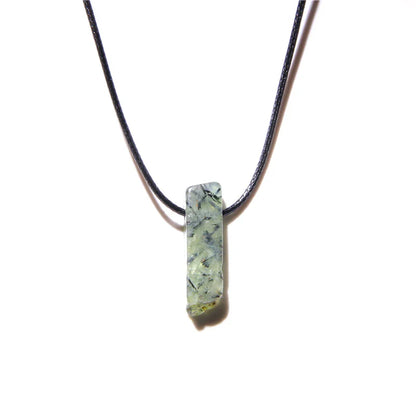 Men's Vintage Rectangle Obsidian Pendant Necklace – Natural Tiger Eye & Labradorite Gem, Leather Rope Braid Healing Jewelry