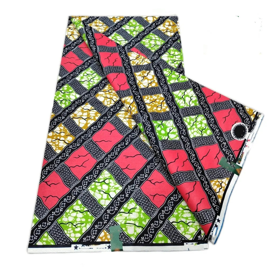 African Real Print Ankara Wax Fabric - Soft 100% Cotton Pagne 6 Yards