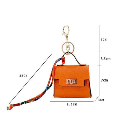 Luxury Mini Coin Purse - Fashionable Silk Scarf Bracelet Keychain Pendant Bag Accessory