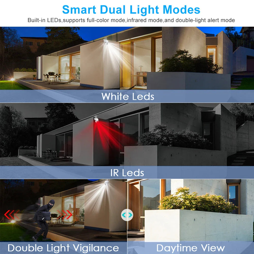 1080P IP WiFi Outdoor CCTV Camera, 4X Zoom, AI Human Detection, HD Color Night Vision, IP66 Waterproof