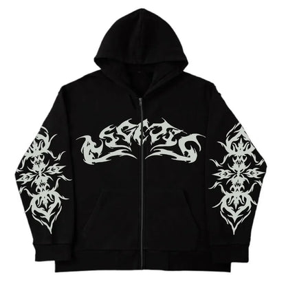 Y2K Retro Autumn Hoodies for Men & Women – Personalized Printed Street Style Long Sleeve Hooded Cardigan