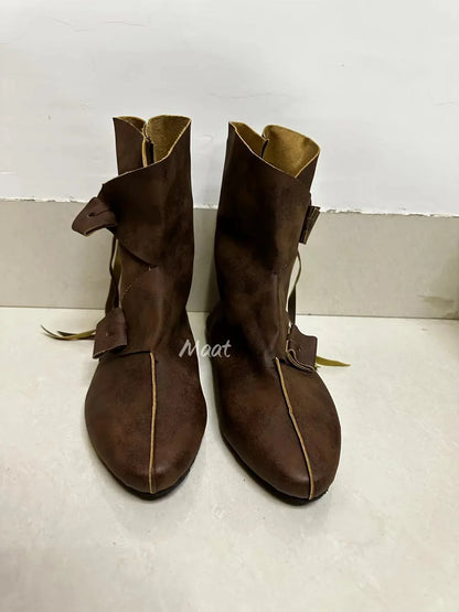 Men’s Medieval Cosplay Boots – PU Leather Ankle Shoes, Victorian Renaissance Style
