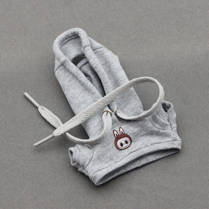 15/17cm Labubu Doll Printed Cycling Hoodie & Jeans Outfit | Stylish Labubu Doll Clothes & Decoration