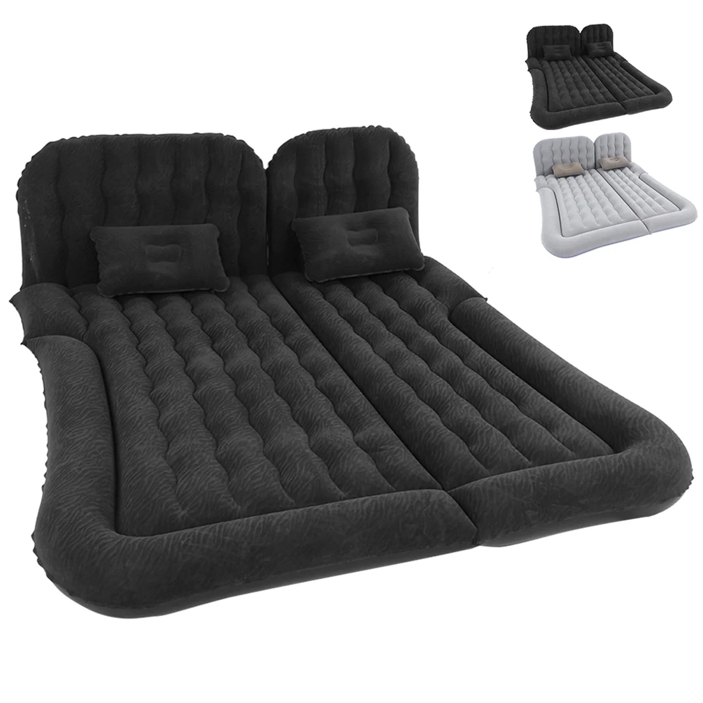 2-in-1 Car Inflatable Bed – PVC Flocking Travel Mattress & Soft Cushion for Car & SUV