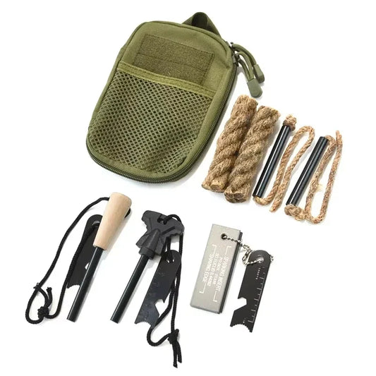 Portable Magnesium Fire Starter - Flint Lighter with Wooden Handle Outdoor Survival Camping EDC Emergency Tool