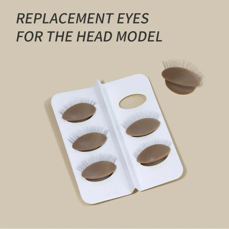 False Eyelash Extension Practice Head - Silicone Training Mannequin with Removable Eyelids for Lash & Tattoo Practice