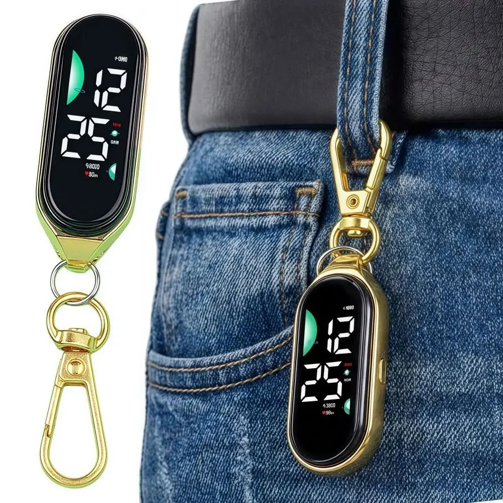 LED Digital Pocket Watch - Waterproof Hanging Carabiner Watch with Luminous Display for Kids & Adults