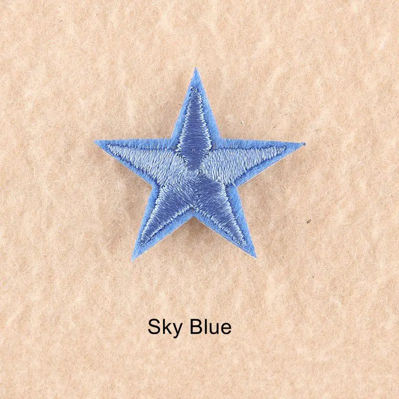 10Pcs Mini Star Embroidery Iron-On Patches – DIY Clothing Appliques Pentagram Stickers for Jackets, Jeans & Bags (Black, White, Gold)
