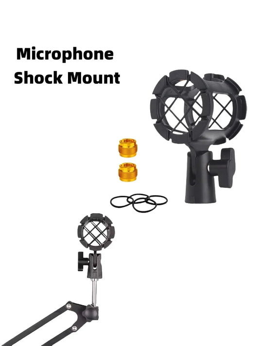 Universal Microphone Shock Mount - Anti-Vibration Mic Holder Clamp Stand for Condenser Microphones & Recording Setup