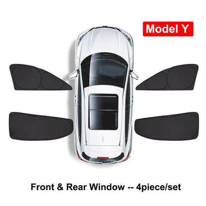 Tesla Model Y 2024 Window Sunshade - Privacy Front & Rear Side Window Shield Cover with UV Protection for Camping & Travel