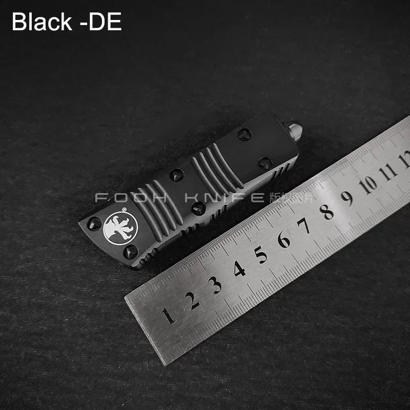 FOOH KNIFE STUDIO TROODON-M Mini Tactical Knife – High-End D2 Steel Blade with CNC 6061 Aluminum Handle EDC Tool Comb