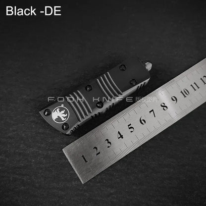 FOOH KNIFE STUDIO TROODON-M Mini Tactical Knife – High-End D2 Steel Blade with CNC 6061 Aluminum Handle EDC Tool Comb