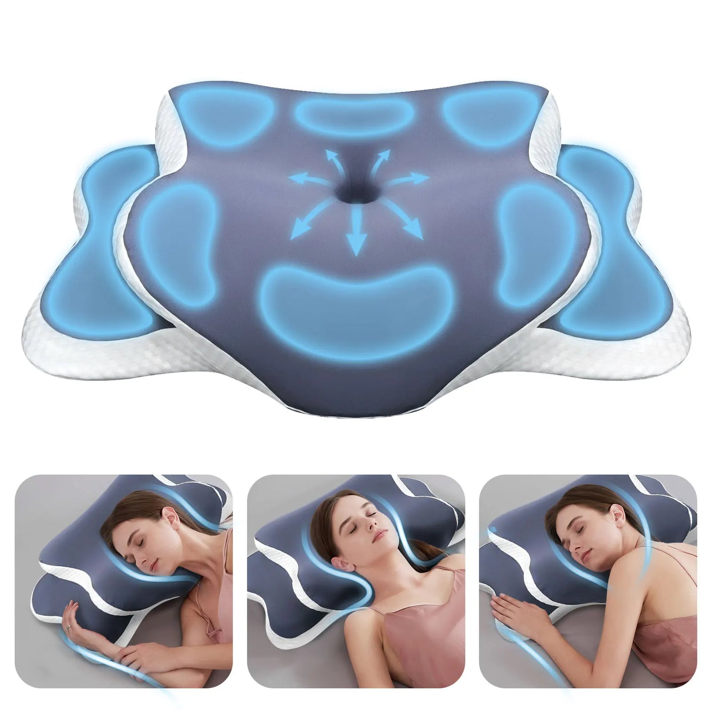 Memory Foam Cervical Pillow - Ergonomic Orthopedic Neck Support Pillow for Neck Pain Relief, Side Back & Stomach Sleepers