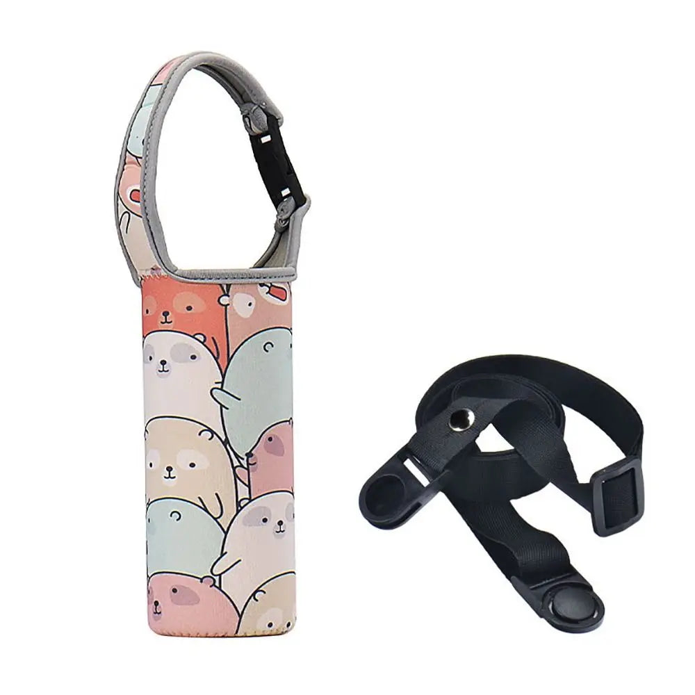 Insulated Water Bottle Carrier Bag - Adjustable Shoulder Strap Neoprene Bottle Cover Pouch for 550ml 750ml 1000ml 1500ml Bottles