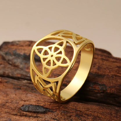 Witch Knot Stainless Steel Ring – Wiccan Celtic Knot Amulet, Good Luck & Protection Jewelry for Men & Women