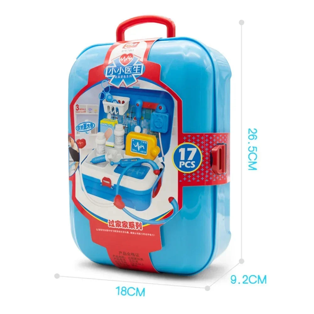 17pcs Kids Doctor Pretend Play Set - Portable Backpack Medical Kit Toy for Role Play Learning & Gift