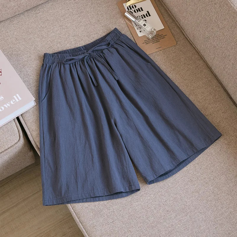 2026 Women's Cotton Summer Shorts - High Waist Loose Fit Casual Shorts with Pockets