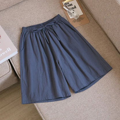 2026 Women's Cotton Summer Shorts - High Waist Loose Fit Casual Shorts with Pockets
