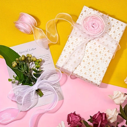 5PC 40mm Fishtail Organza Ribbon - 10 Yards Iridescent Reflective Wavy Edge Ribbon for Gift Wrapping, Bows & DIY Crafts