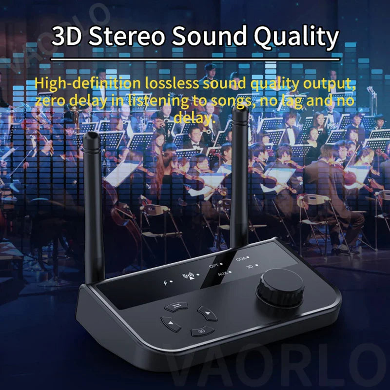 Bluetooth 5.3 3D Stereo Audio Receiver | Optical, Coaxial, 3.5mm AUX Output Wireless Adapter for Car Speakers