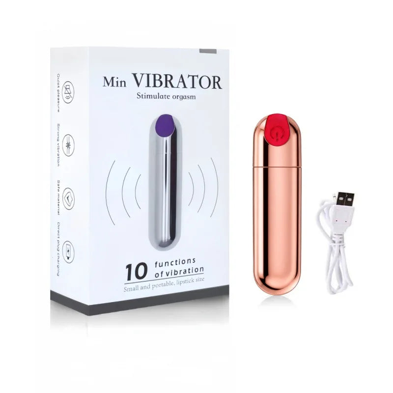 USB Rechargeable Mini Bullet Vibrator - 10 Speed Clitoral & G Spot Massage Stimulator for Women