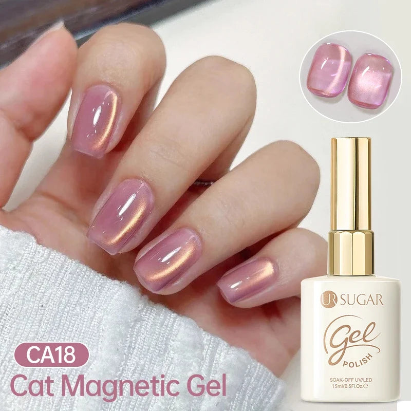 UR SUGAR Jelly Pink Cat Magnetic Gel Nail Polish 15ml - Glitter Ice Effect Soak Off UV LED Semi-Permanent Manicure Gel