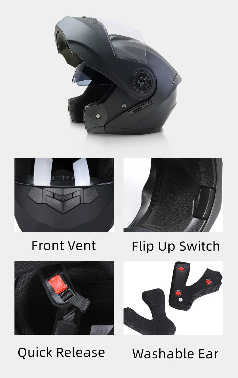 Personalized Dual-Lens Flip-Up Motorcycle Helmet — Motocross Racing Modular Full-Face Helmet for Men & Women, Fashionable Cascos Para Moto