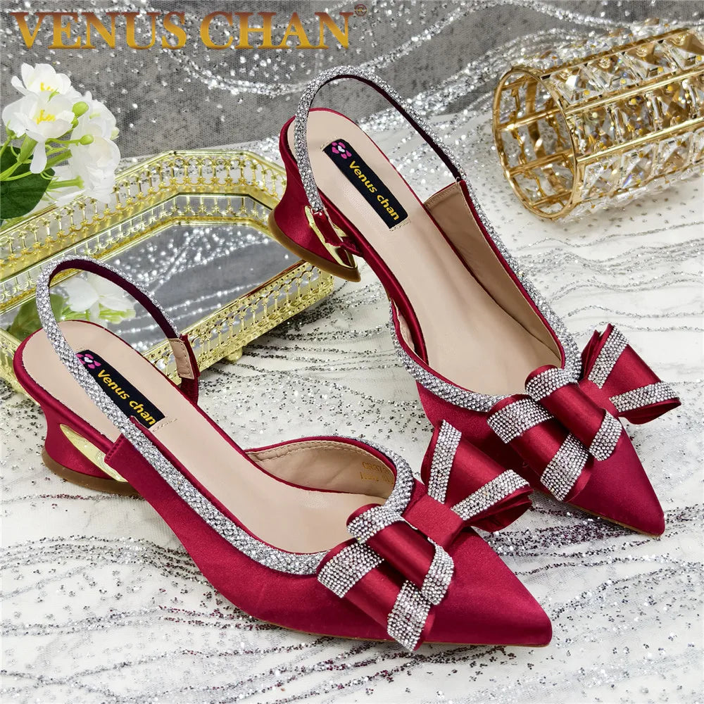 Elegant African High Heel Sandals - Chain Decor Wedding Pumps for Women’s Party & Formal Wear