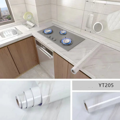 40cm PVC Marble Wall Sticker - Waterproof Oil-Resistant Self-Adhesive Kitchen Decor