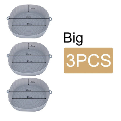 Reusable Air Fryer Silicone Pot & Baking Tray – 1/2/3PCS Basket for Pizza, Fried Chicken, Grill & Kitchen Use